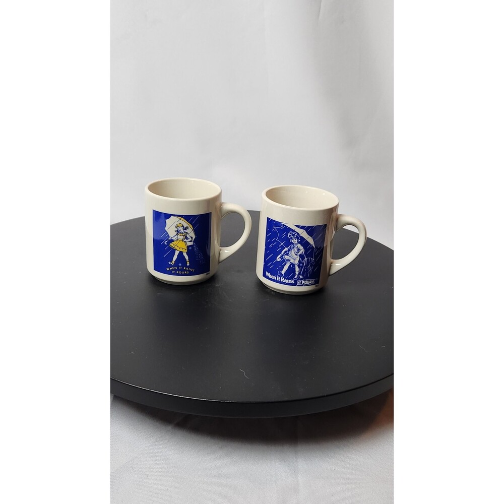 2 Vintage Morton Salt Coffee Mugs. Made In Japan